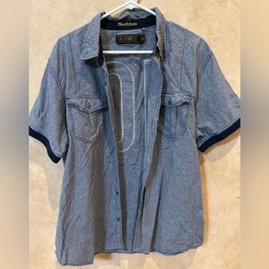 Akoo Denim Blue Casual Button Down Shirt